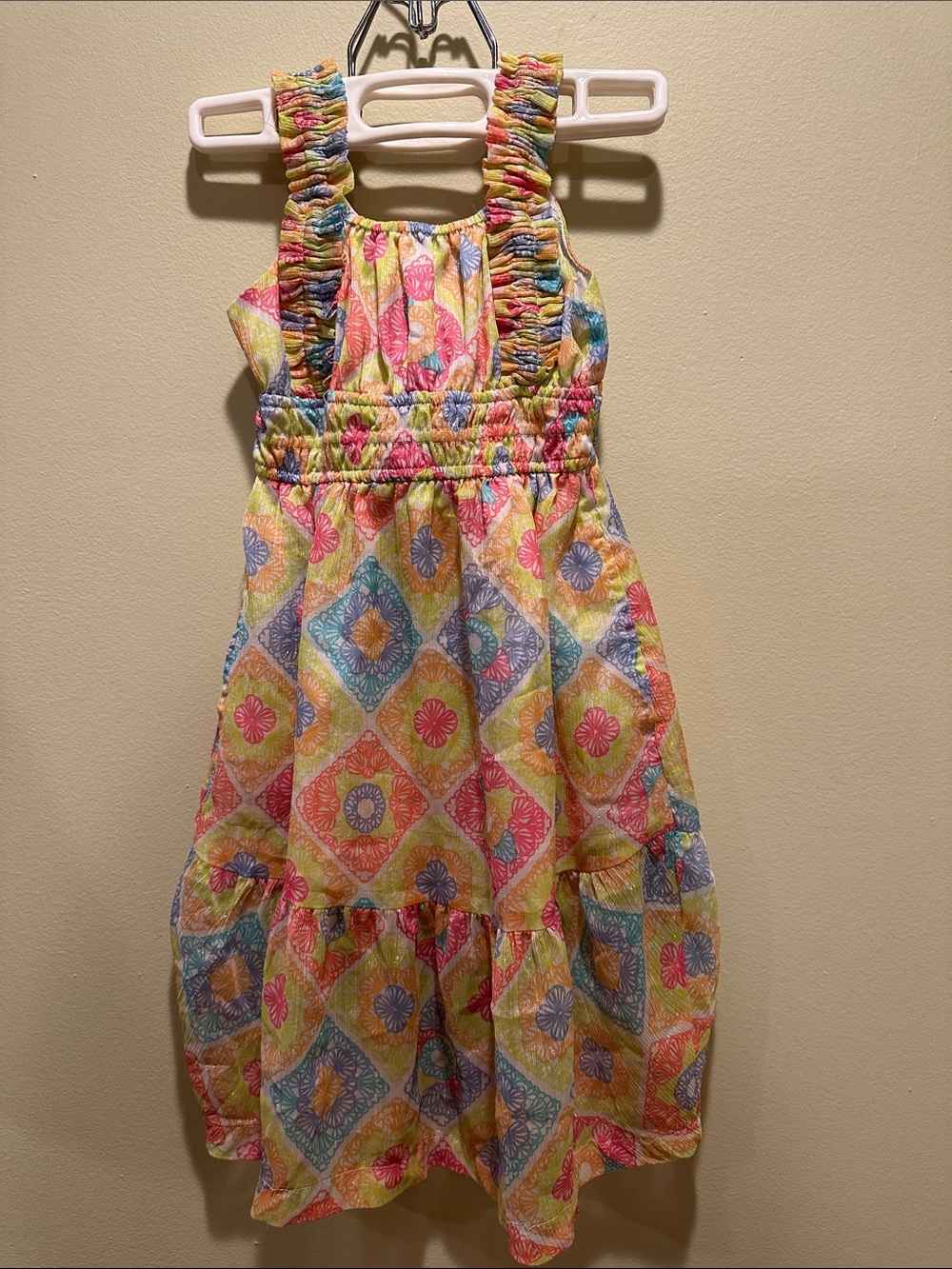 Falls Creek Girls Yellow Multicolor Printed Sundress